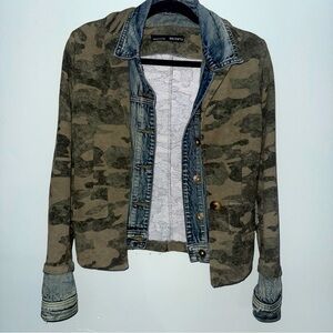 Six/fifty Blazer Jacket Camouflage/Demin Women’s Small Made In Italy